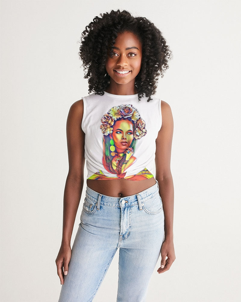 Kam Women's  All-Over Print Twist-Front Tank