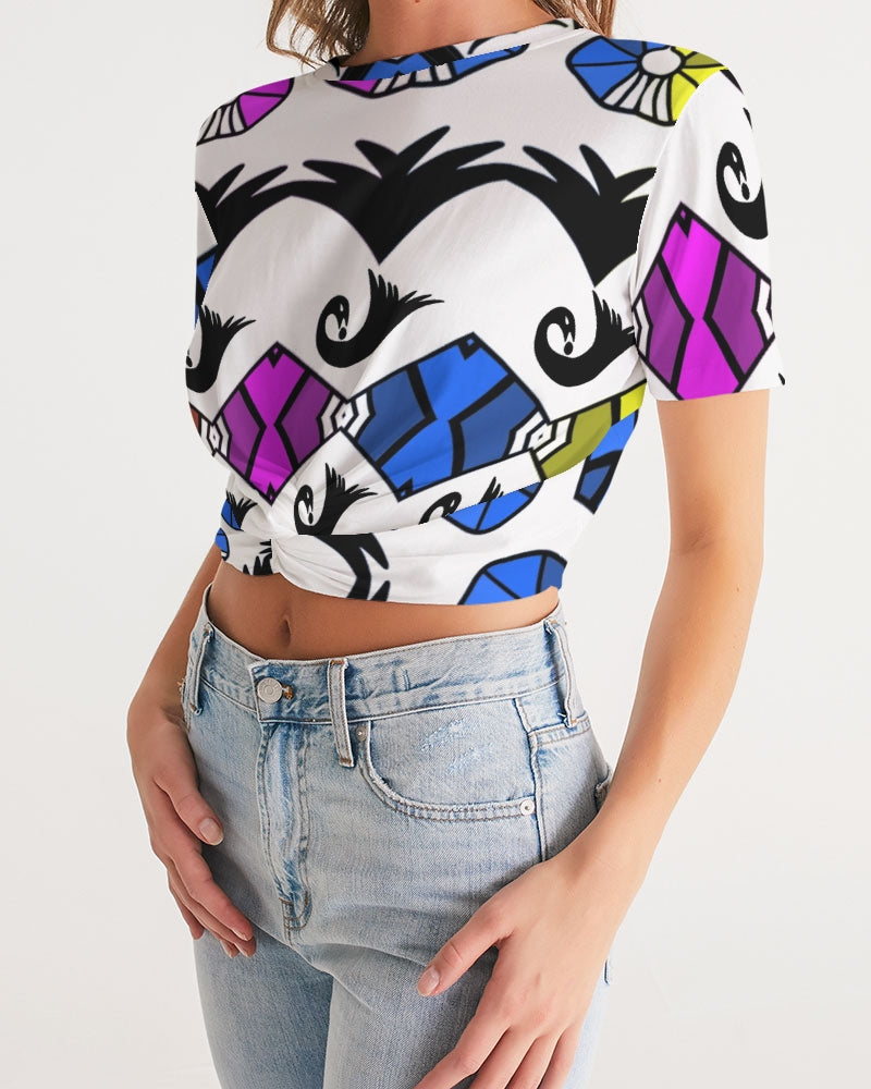 SANKOFA TRIBE Women's Twist-Front Cropped Tee