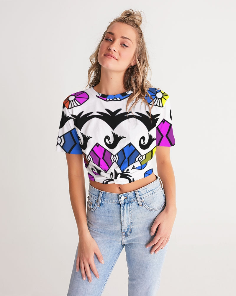 SANKOFA TRIBE Women's Twist-Front Cropped Tee