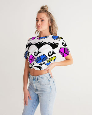 SANKOFA TRIBE Women's Twist-Front Cropped Tee