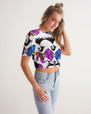SANKOFA TRIBE Women's Twist-Front Cropped Tee